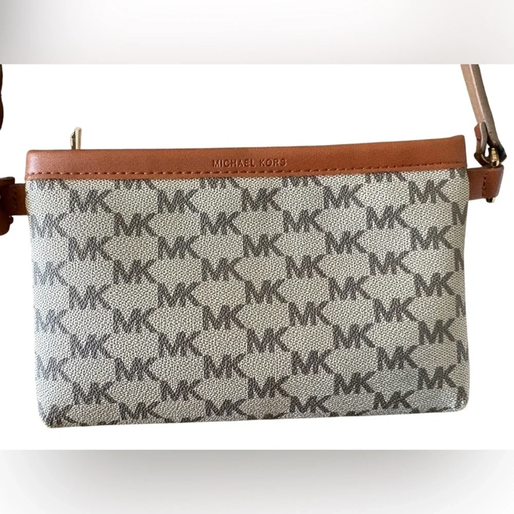 Michael Kors Brown Leather Trim Monogram Canvas